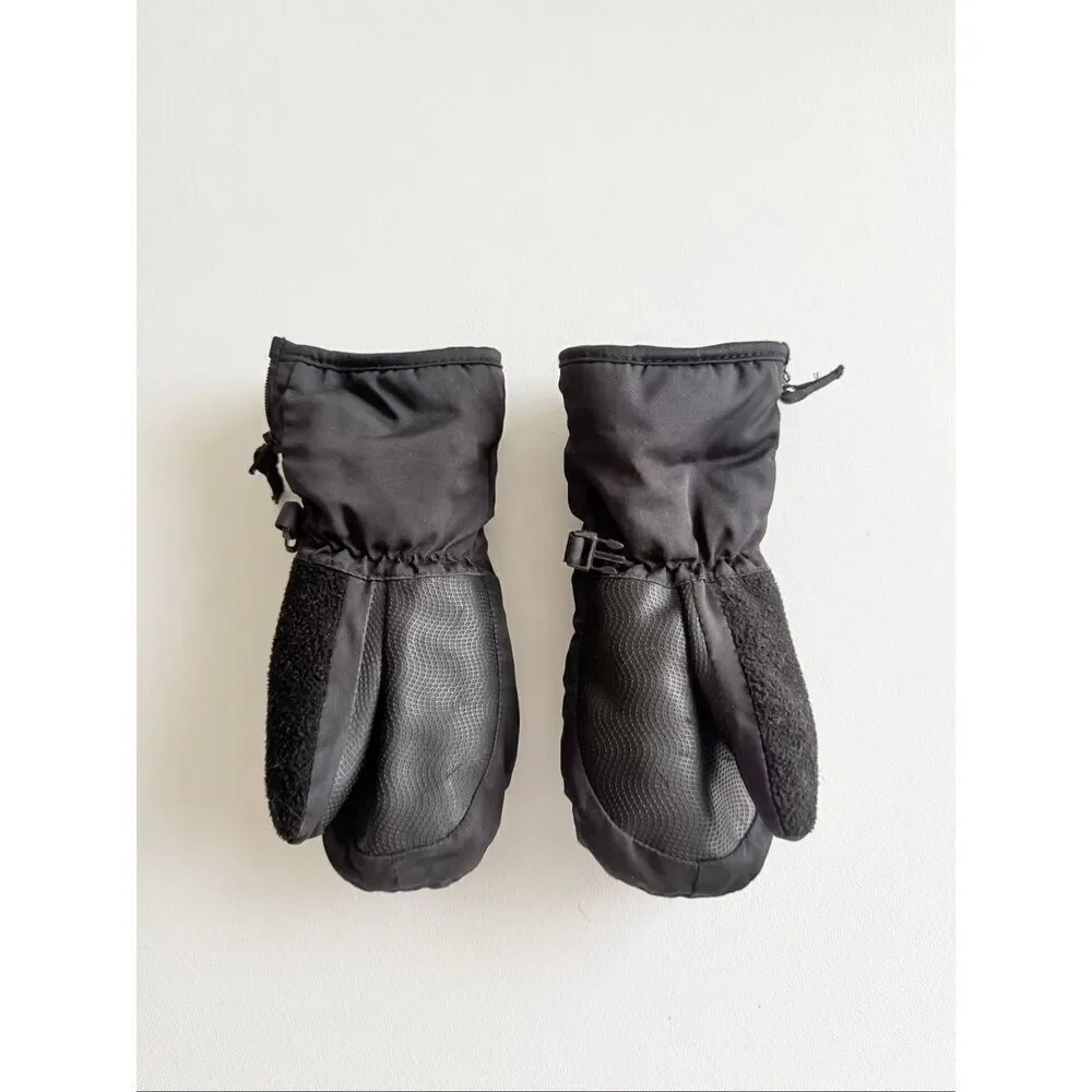 HEAD Kids Size S Black Down Mitten Gloves With Easy Slip-on Zipper No Inserts